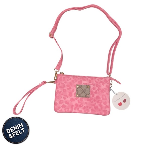 The City of the Jungle Crossbody & Wristlet Duo Purse GG Upcycled Bubblegum |NEW - Picture 4 of 11